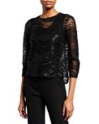 Sequined & Beaded 3/4-sleeve Evening Top