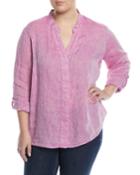 Drifty Linen Button-front Top,