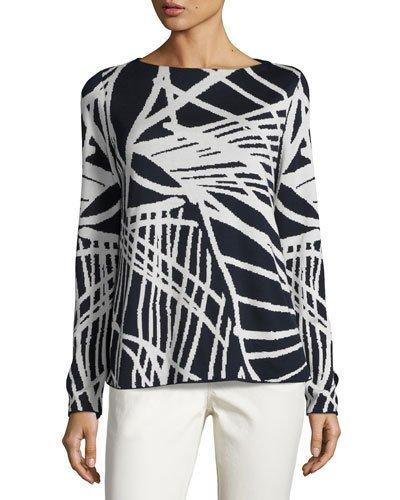 Bateau-neck Spindle-patterned Jacquard