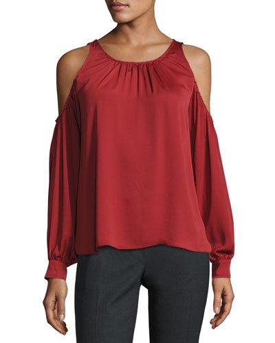 The Shoulder Cold-shoulder Top, Dark Red