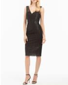 V-neck Fitted Lace Cocktail Dress