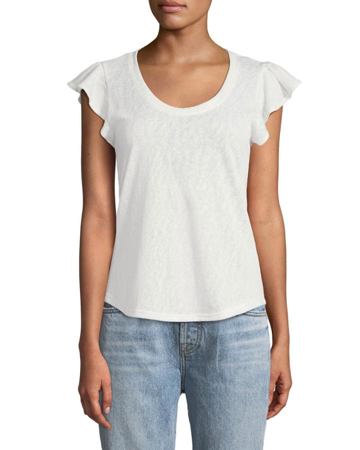 Flutter-sleeve Knit Tee