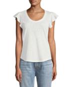 Flutter-sleeve Knit Tee