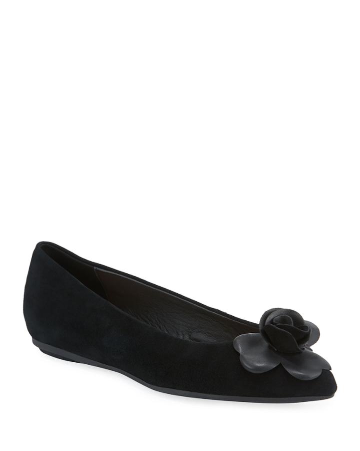 Frida Leather Rose Suede Ballet Flats