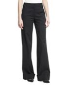 Wide-leg Cuffed Pants, Black