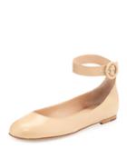 Leather Ankle-strap Ballet Flats