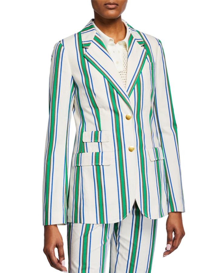 Striped Two-button Cotton Blazer