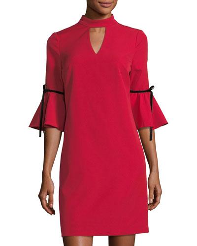 Bell-sleeve Cutout-detail Dress
