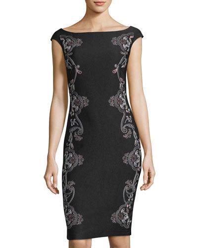 Cap-sleeve Embroidered