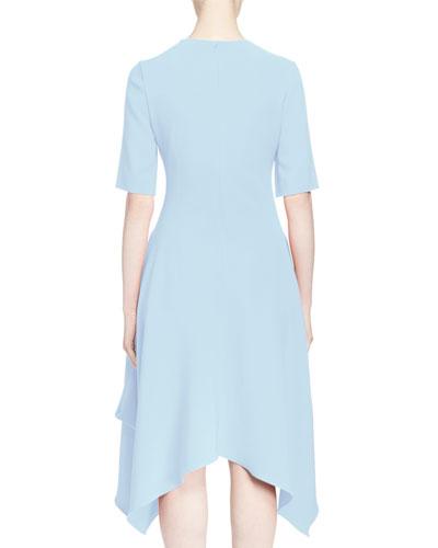 Half-sleeve Handkerchief-hem Dress,