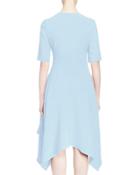 Half-sleeve Handkerchief-hem Dress,