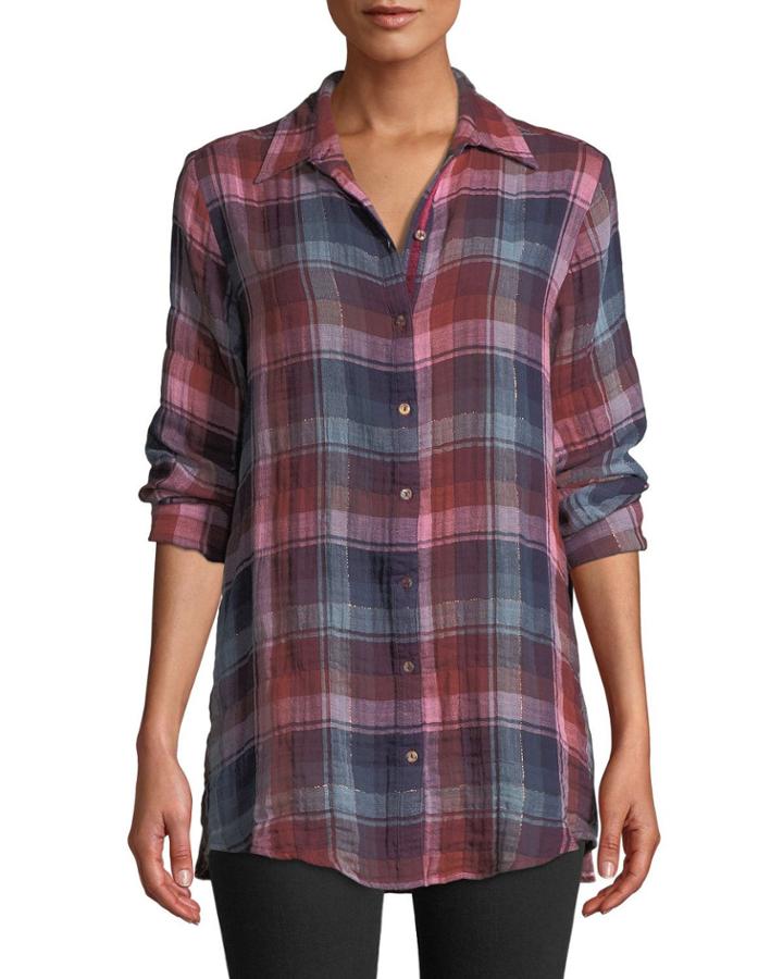 Loire Plaid Shirt With Embroidered Velvet Back