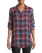 Loire Plaid Shirt With Embroidered Velvet Back