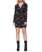 Floral-print Draped Long-sleeve Dress