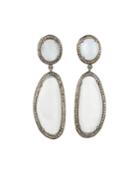 White Sapphire Drop Earrings W/ Diamonds