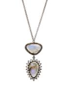 Labradorite Double-pendant Necklace W/ Diamonds