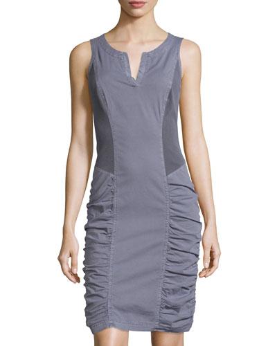 Raymond Ruched Sleeveless Dress, Aegean