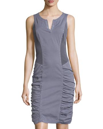 Raymond Ruched Sleeveless Dress, Aegean