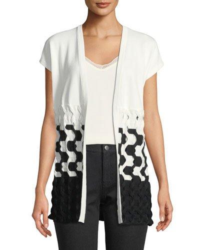 Cap-sleeve Two-tone Cable Vest