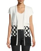 Cap-sleeve Two-tone Cable Vest