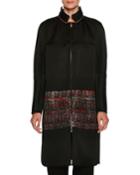 Satin Reversible Coat With Floral-print &