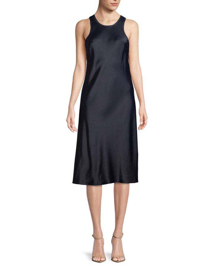 Racerback Satin Midi Tank Dress