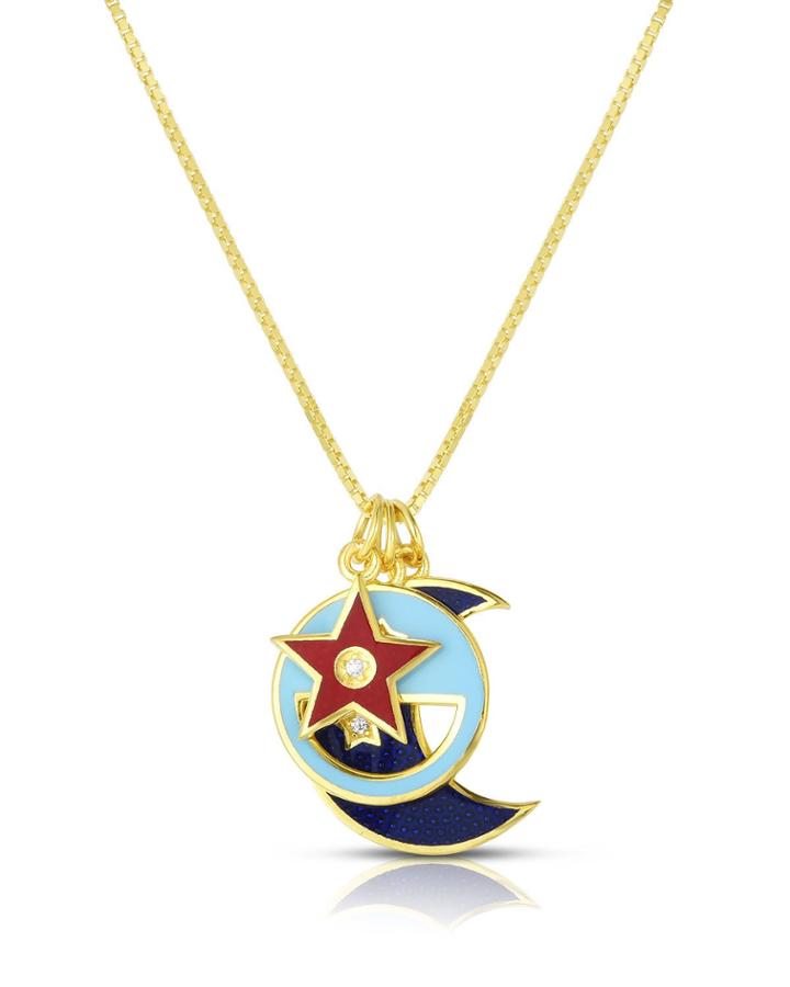Enamel 3-pendant Necklace