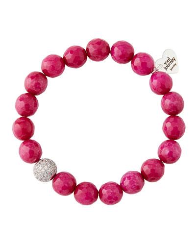 Ruby Jade Beaded Stretch Bracelet