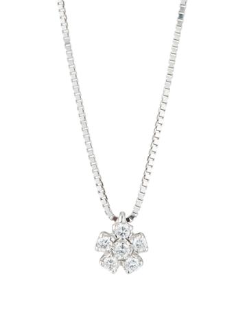 18k White Gold Small Diamond Flower Necklace