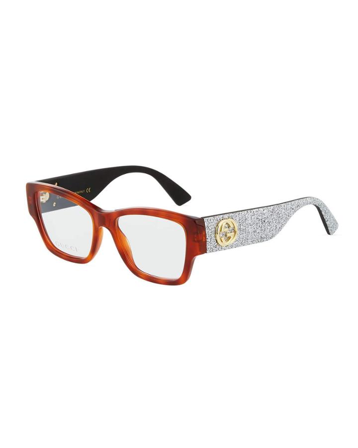 Square Havana/glittery Acetate Optical Glasses
