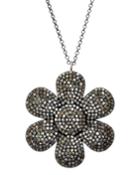 Flower Pendant Necklace W/ Pave Diamonds