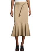 Belted Flounce Midi