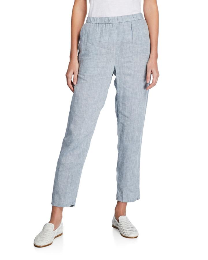 Yarn-dye Hanky Linen Straight-leg Pants