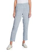 Yarn-dye Hanky Linen Straight-leg Pants