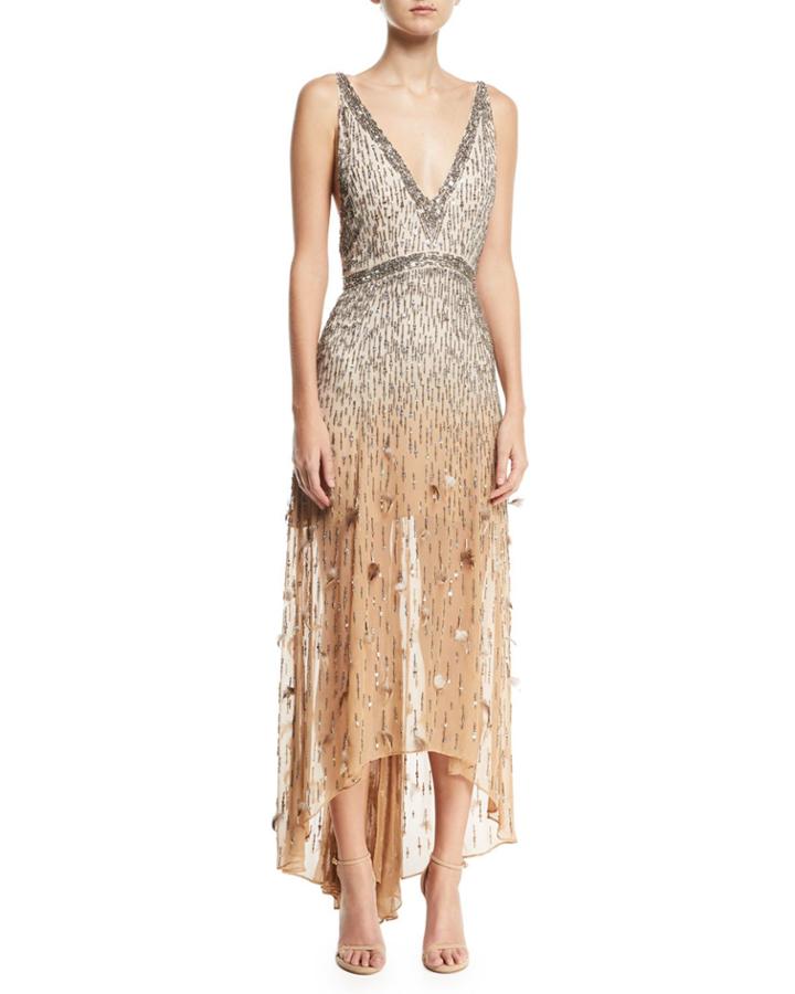 Criminal Love Embellished V-neck Gown