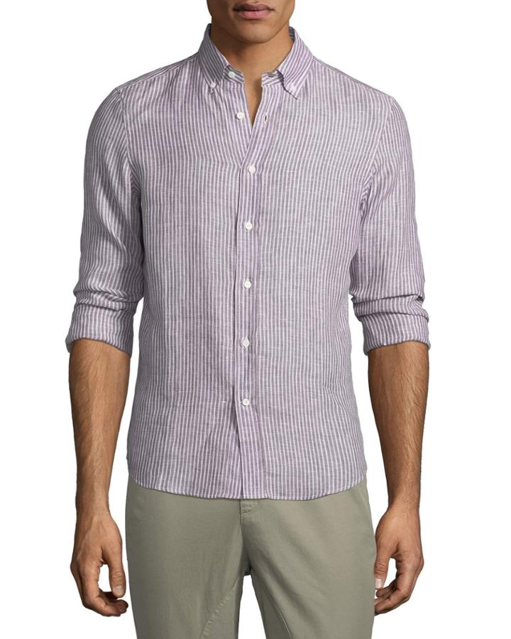 Men's Leisure-fit Striped Linen