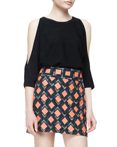 Open-shoulder Round-neck Pullover, Black