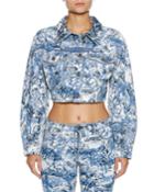 Tapestry Cropped Button-front Jacket