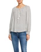 Long-sleeve-neck Tie Top