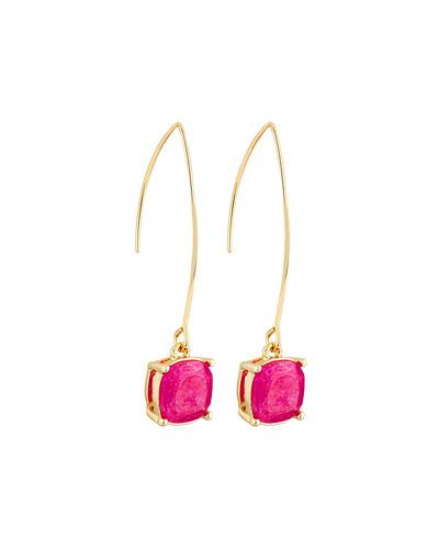 Crackled Crystal Threader Earrings, Dark Pink
