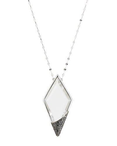 14k Reckless Black Diamond Crystal Dagger Pendant Necklace