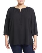 3/4-sleeve Pleatback Chiffon Blouse,