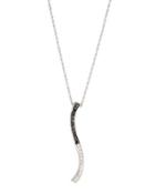 14k Black & White Diamond Bar Pendant Necklace