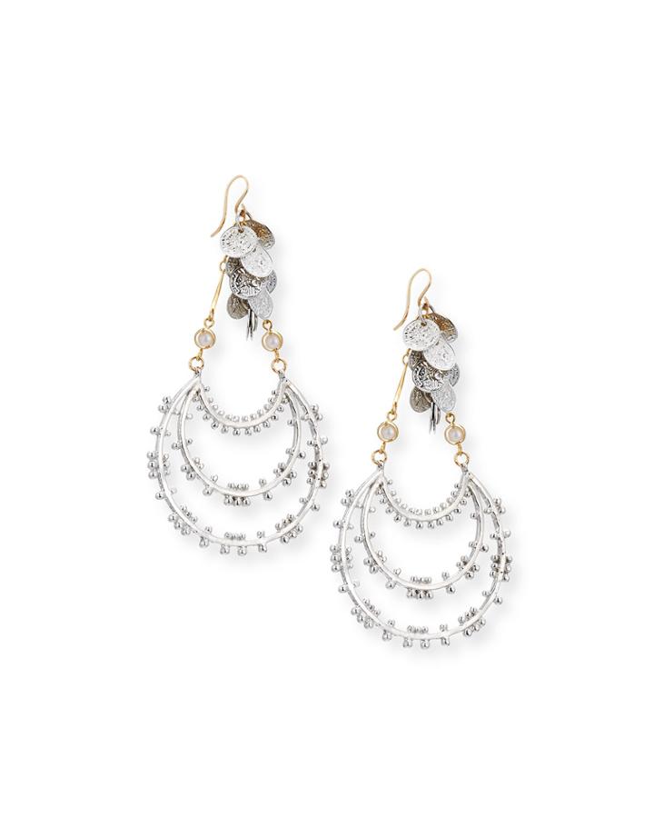Dangling Beaded Hoop Drop Earrings