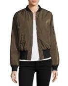 Charmeuse Bomber Jacket, Olive