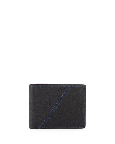 Pine Leather Bi-fold Wallet, Black