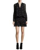 Alden Smocked Pintuck Floral-print