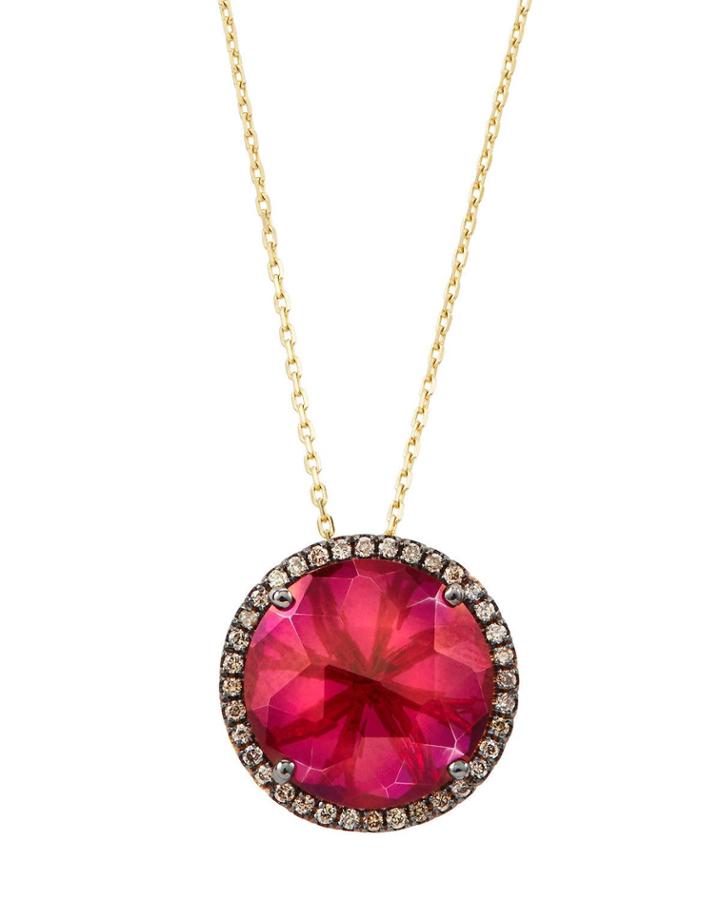 14k Diamond & Topaz Pendant Necklace, Crimson