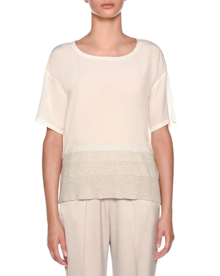 Silk Tee Shirt With Knit Details