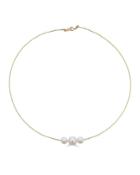 18k Elegant 3-pearl Wire Necklace